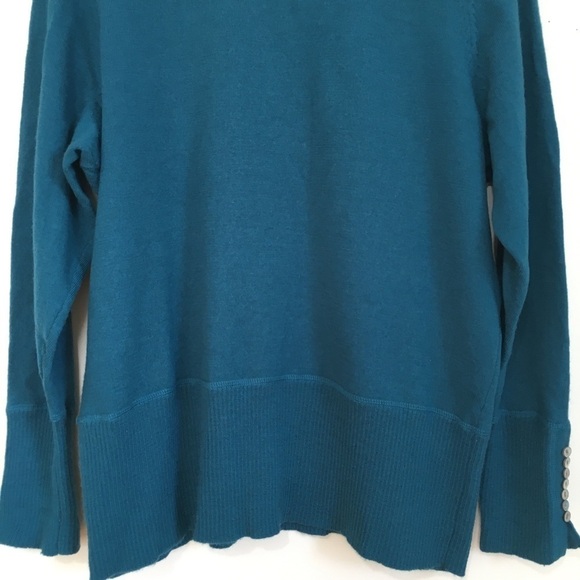 Susan Bristol 100% Merino Wool Blue Long Sleeve V-neck  Tight Knit Sweater - Picture 6 of 15